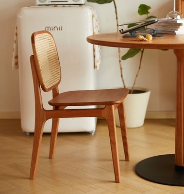 Home Furniture Modern Woven Natural Rattan Solid Wood Dining Chair for Hotel and Restaurant