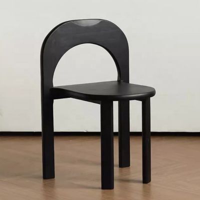Solid Black Wooden Leg Dining Chair with Classic Style U-shaped Backrest and Lift Chair Style