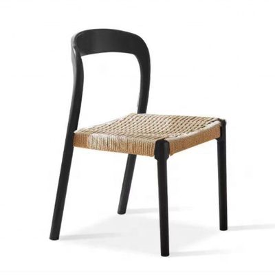 Office Chair with Traditional Style Dining Chair Featuring Rope Woven Seat and Solid Wood