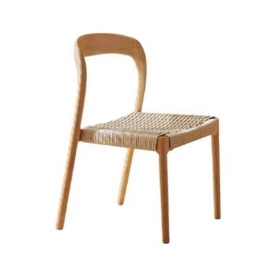 Office Chair with Traditional Style Dining Chair Featuring Rope Woven Seat and Solid Wood