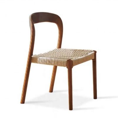Office Chair with Traditional Style Dining Chair Featuring Rope Woven Seat and Solid Wood