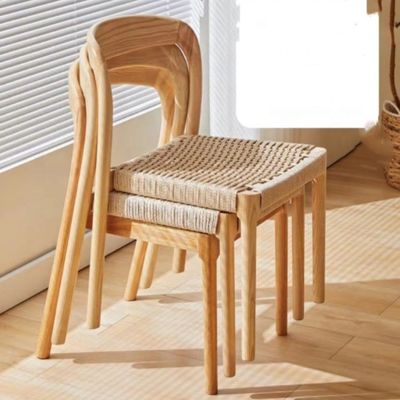 Office Chair with Traditional Style Dining Chair Featuring Rope Woven Seat and Solid Wood