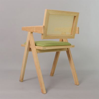 OEM Service W46*D47*H91CM Nordic Wooden Furniture Upholstered Rattan Backrest Solid Wood Dining Chairs for Hotel Restaurant
