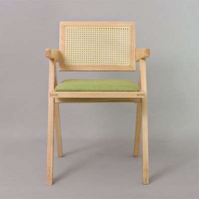 OEM Service W46*D47*H91CM Nordic Wooden Furniture Upholstered Rattan Backrest Solid Wood Dining Chairs for Hotel Restaurant