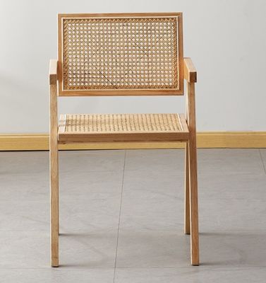 Hotel Restaurant Furniture Hot Nordic Solid Wood Dining Chairs with Upholstered Rattan Backrest in High Demand
