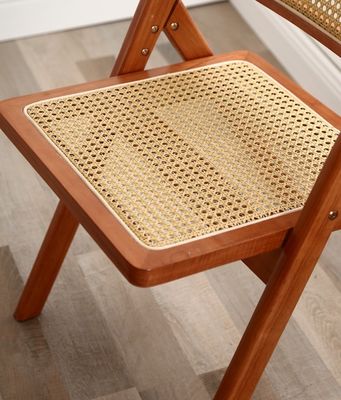 Hotel Restaurant Dining Room Furniture Modern Nordic Foldable Rattan Backrest Solid Wood Dining Chair W47.5*D47.5*H81.5CM