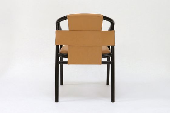 Modern Design Style Wood Frame Brown Saddle Leather Dining Room Furniture Leisure Lounge Accent Arm Chairs