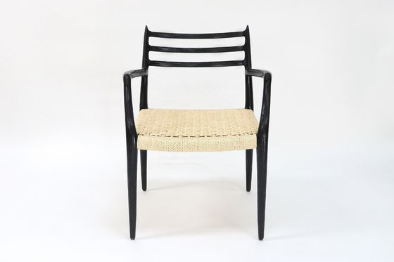 Japanese Style Wood Arm Chair Woven Paper Cord Dining Chair in Nordic Japanese Industrial Style for Home Furniture