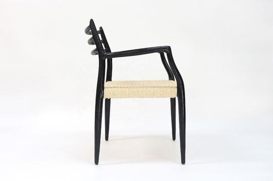 Japanese Style Wood Arm Chair Woven Paper Cord Dining Chair in Nordic Japanese Industrial Style for Home Furniture