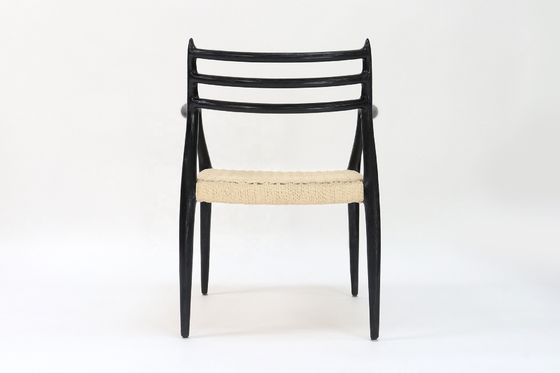 Japanese Style Wood Arm Chair Woven Paper Cord Dining Chair in Nordic Japanese Industrial Style for Home Furniture