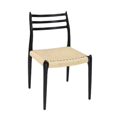 Outdoor Rope Woven Chair Solid Wood Armless Chair Comfort Dining Room Living Room Rope Chair Furniture with NO Folded