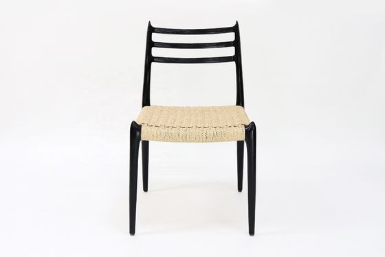 Outdoor Rope Woven Chair Solid Wood Armless Chair Comfort Dining Room Living Room Rope Chair Furniture with NO Folded