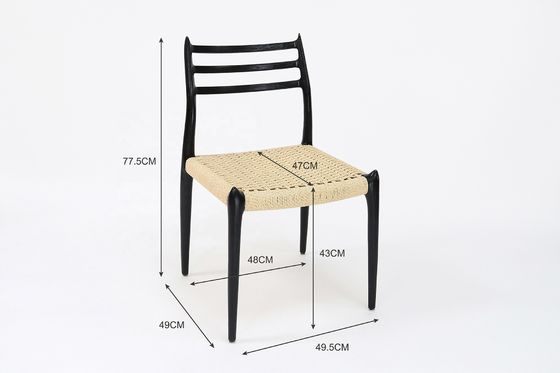 Outdoor Rope Woven Chair Solid Wood Armless Chair Comfort Dining Room Living Room Rope Chair Furniture with NO Folded