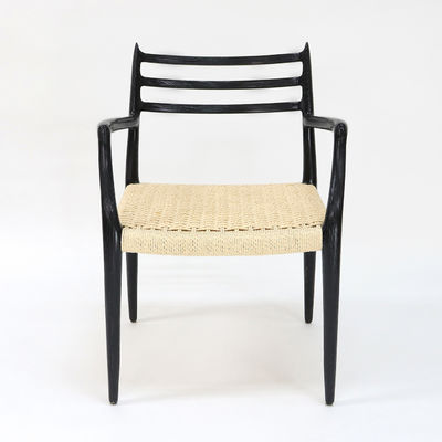 Modern Dining Chair Hand-woven Cord Nitrolacquer Finish Solid Wood with Armrest Modern Design