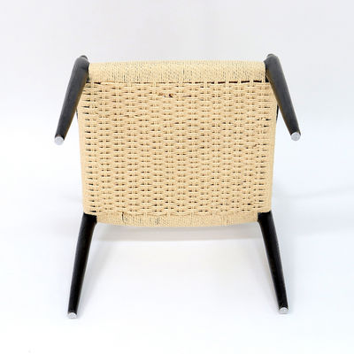Modern Dining Chair Hand-woven Cord Nitrolacquer Finish Solid Wood with Armrest Modern Design