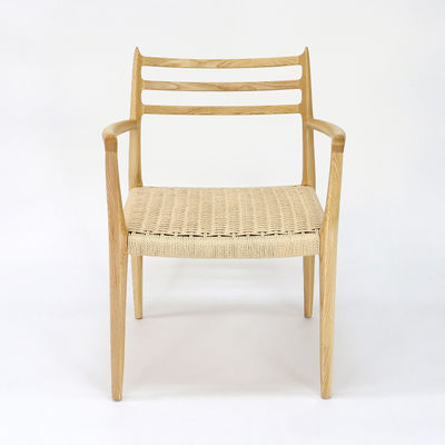 Office Building Furniture Hand-woven Cord Solid Wood Dining Chair with Nitrolacquer Finish in Nordic Style