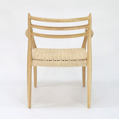 Office Building Furniture Hand-woven Cord Solid Wood Dining Chair with Nitrolacquer Finish in Nordic Style