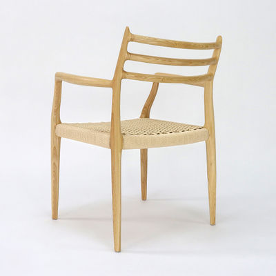 Office Building Furniture Hand-woven Cord Solid Wood Dining Chair with Nitrolacquer Finish in Nordic Style