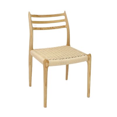 Hand-woven Cord Dining Chair for Restaurant Solid Wood and Ash/Rubber Wood Construction