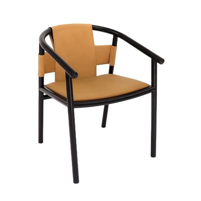 Vintage Luxury Artistic Customized PU Leather Upholstery Solid Wood Dining Chair for Restaurant Specific