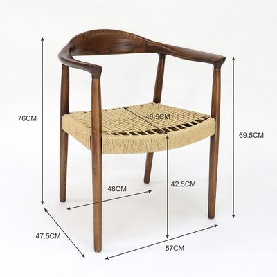 Custom Kennedy Armrest Chair Modern Nordic Style Solid Wood President Dining Chair for Restaurant and Cafe