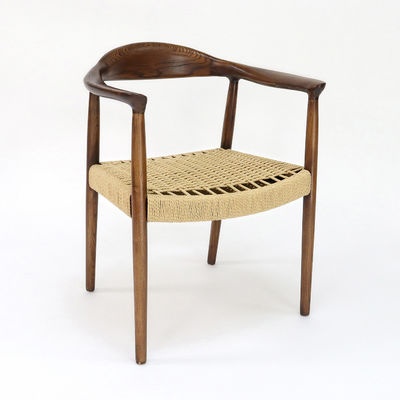 Solid Wood Dining Chair for Restaurant Hand-woven Cord Ash/Rubber Wood Frame Simplicity Home Furniture