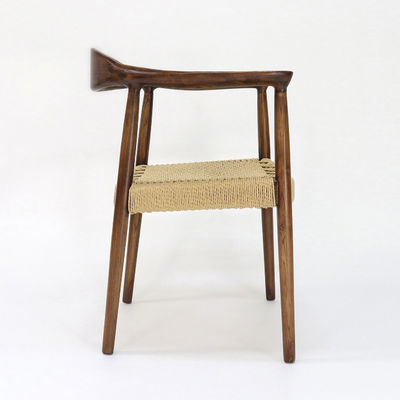 Solid Wood Dining Chair for Restaurant Hand-woven Cord Ash/Rubber Wood Frame Simplicity Home Furniture