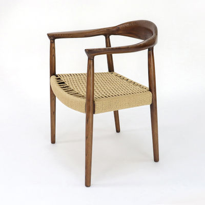 Solid Wood Dining Chair for Restaurant Hand-woven Cord Ash/Rubber Wood Frame Simplicity Home Furniture