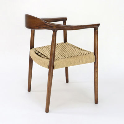 Solid Wood Dining Chair for Restaurant Hand-woven Cord Ash/Rubber Wood Frame Simplicity Home Furniture
