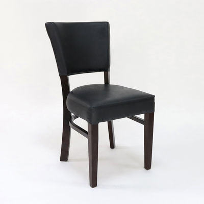 Restaurant Wooden Dining Chair with PU Leather Upholstery and Walnut/ Natural/ Black Cover