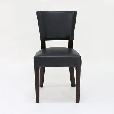 Restaurant Wooden Dining Chair with PU Leather Upholstery and Walnut/ Natural/ Black Cover