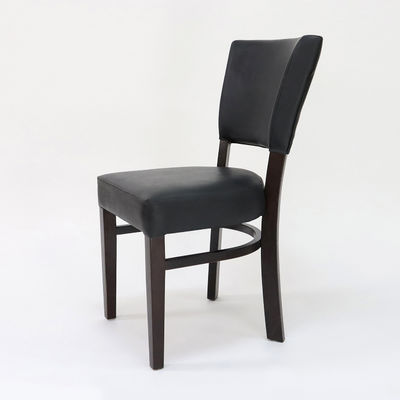 Restaurant Wooden Dining Chair with PU Leather Upholstery and Walnut/ Natural/ Black Cover