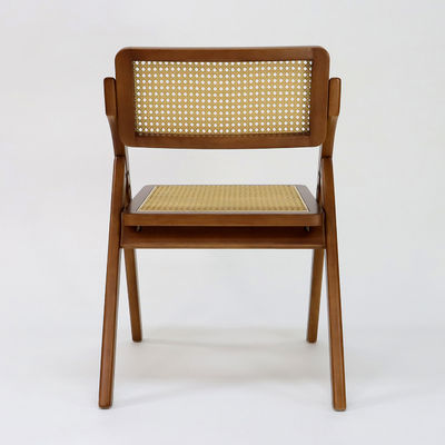 Vintage Foldable Rattan Wooden Dining Chair for Restaurant in Classic Style