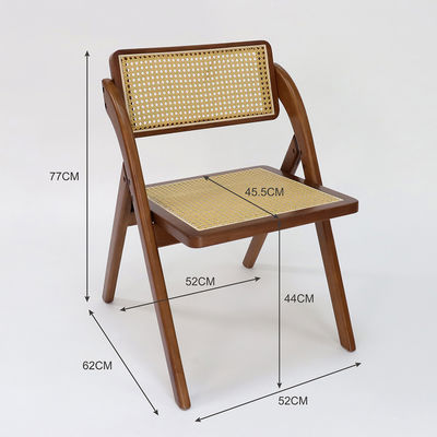 Vintage Foldable Rattan Wooden Dining Chair for Restaurant in Classic Style