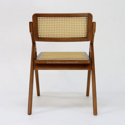 Dining Room Furniture Customized Foldable Rattan Solid Wood Dining Chair for Restaurant