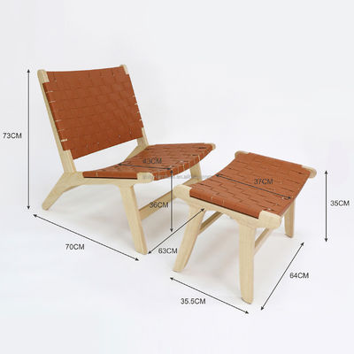 Modern Design Solid Wood Leisure Sofa Chair Set for Living Room PU Leather Lounge Chair in Walnut Finish