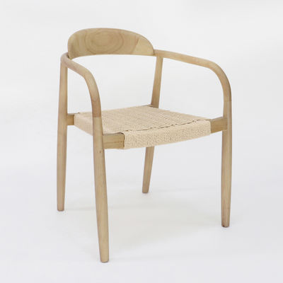 Specific Dining Chair Modern Natural Woven Cord Solid Wood for Restaurant
