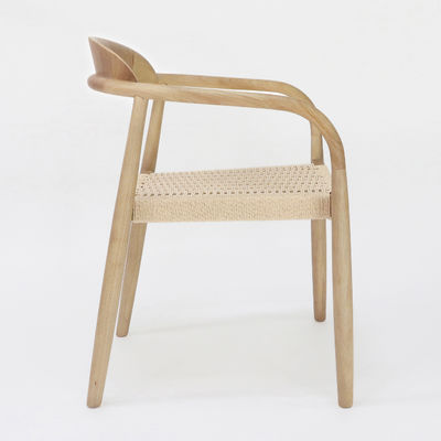 Specific Dining Chair Modern Natural Woven Cord Solid Wood for Restaurant