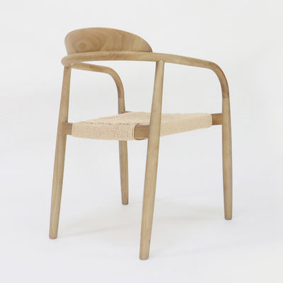 Specific Dining Chair Modern Natural Woven Cord Solid Wood for Restaurant