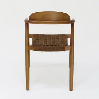 Specific Dining Chair Modern Natural Woven Cord Solid Wood for Restaurant