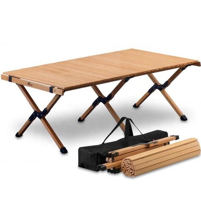 Outdoor Solid Wood Egg Roll Picnic Dining Table for Easy Assembly and Cleaning