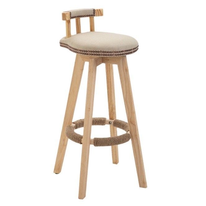 Solid Wood Frame Modern Nordic Bar Chair Stools with High Density Sponge and Fabric/Leather Seat