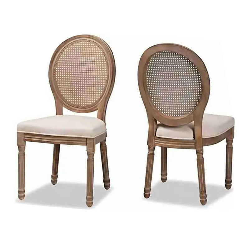 Dinning Banquet Event French Style Rattan Back Solid Wood Louis Chair Stackable Chairs Antique Wooden Chair Modern 100