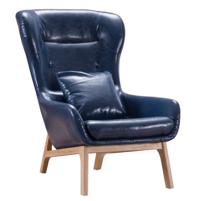 Exquisite Workmanship Livingroom Leisure Chair Luxury for 2021 Customization in Synthetic Leather and Rubber Wood