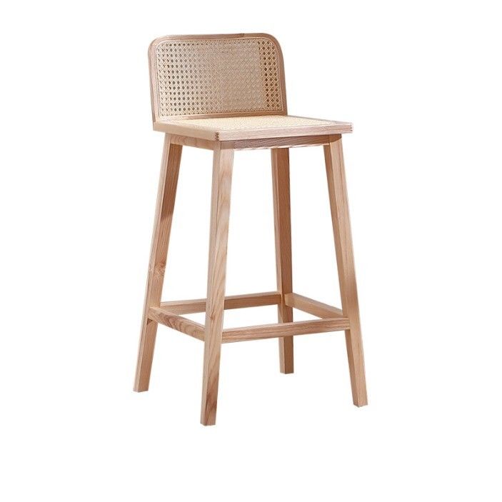 W46*D46*H93cm Bar Furniture Nordic Rattan Chair High Legs Chair Bar Stool Wood Chair for Bar