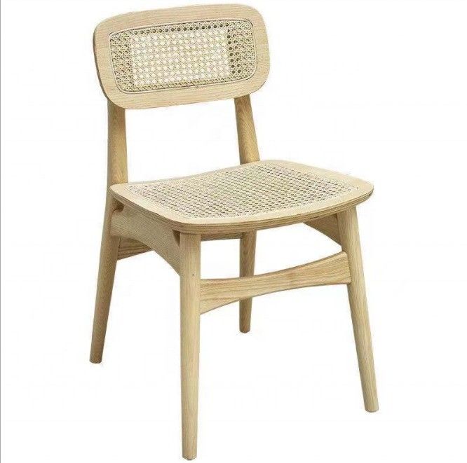 General Modern Nordic Design Solid Ash Wood Rattan Dining Chair for Home Furniture