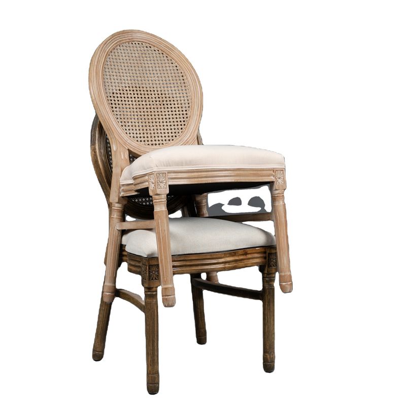 French Vintage Style Wood Dining Fabric Wood Stackable Wedding Wooden Chair with Nitrolacquer Finish Sturdy and Durable