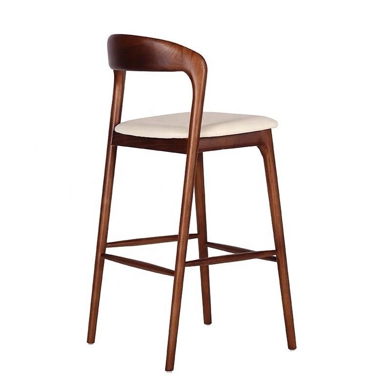 Modern Italian Solid Wood Dining Bar Stool High Chair Bistro Bar Chair with End Craftsmanship