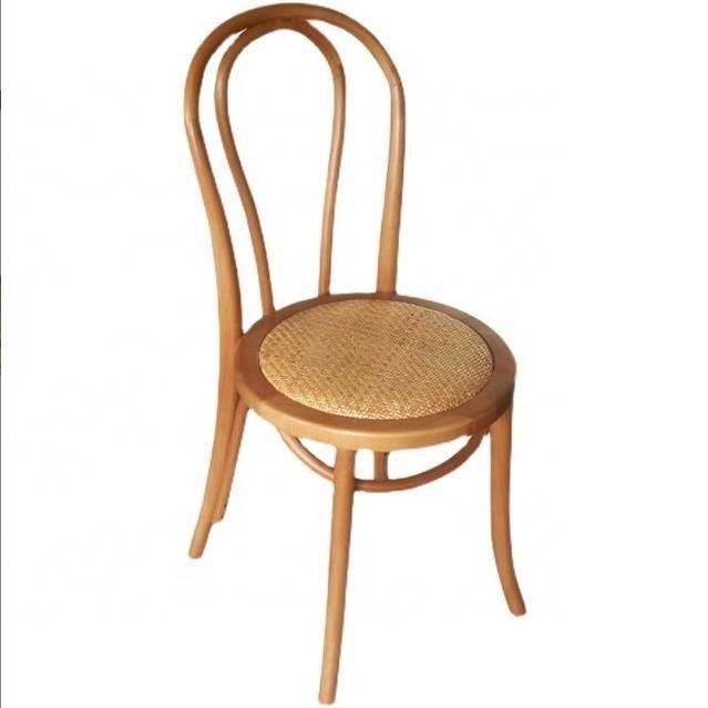 Solid Wood Retro Curved Backrest Rattan Seat Dining Chair in Black/White/Walnut/Light Walnut Color for Home Furniture
