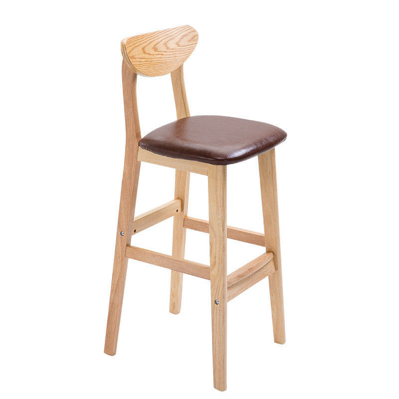 OEM Service Accepted Natural Solid Wood Bar Stool for High Chair Furniture and Cushion